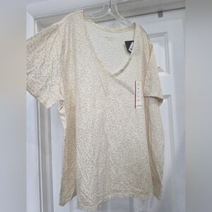 Ava & Viv Beige Animal Print V-Neck Tee